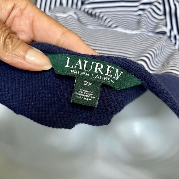 Lauren Ralph Lauren Navy White Striped Nautical T Shirt Knit‎ Dress Plus Size 3X - Picture 5 of 6
